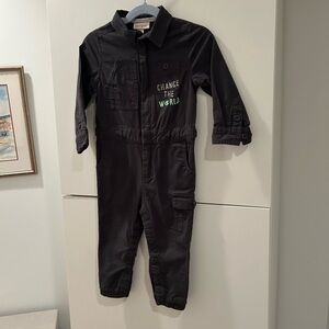 Cat & Jack Kids Charcoal Coveralls Jumpsuit 2T “Change The World”